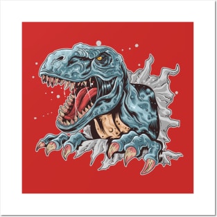 T Rex Blue Posters and Art